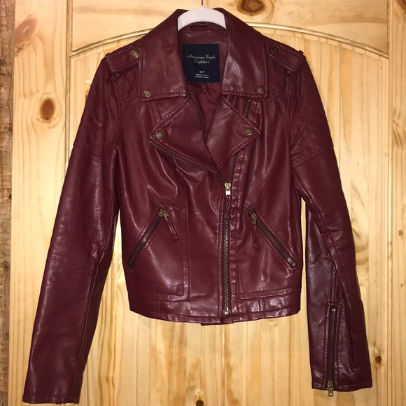 American Eagle Outfitters Jackets & Blazers - American Eagle maroon leather jacket